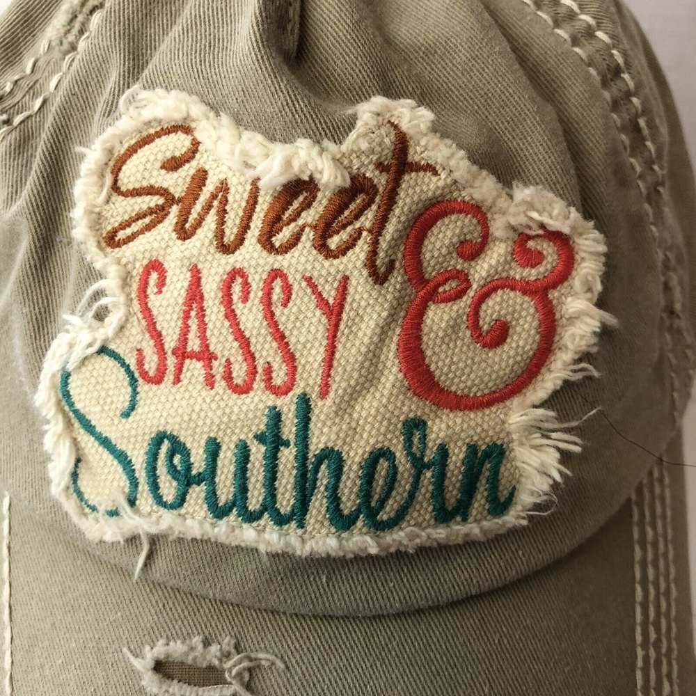 Kbethos Vintage Sweet Sassy & Southern Distressed Embroidered Hat Adjustable - Picture 2 of 9